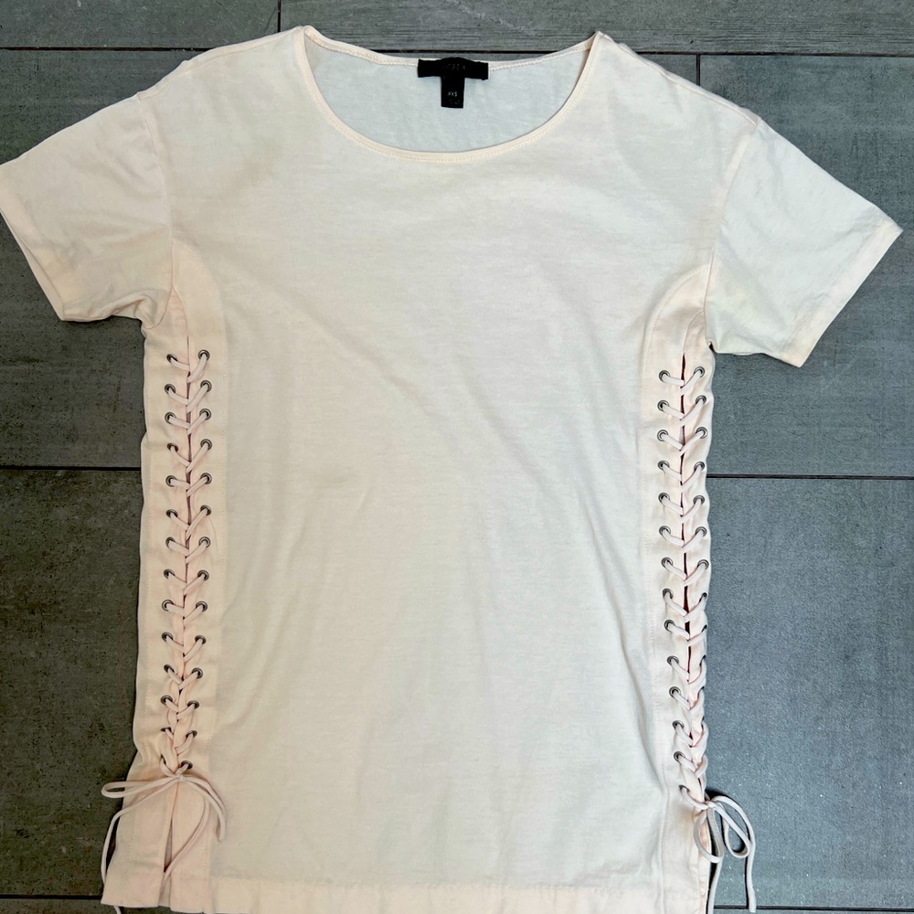 JCrew top w cool lacing details on the sides, soft 100% cotton in great shade!